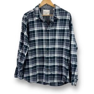 Weatherproof Vintage Mens XL Classic Cotton Plaid Flannel Black Gray Fall Casual